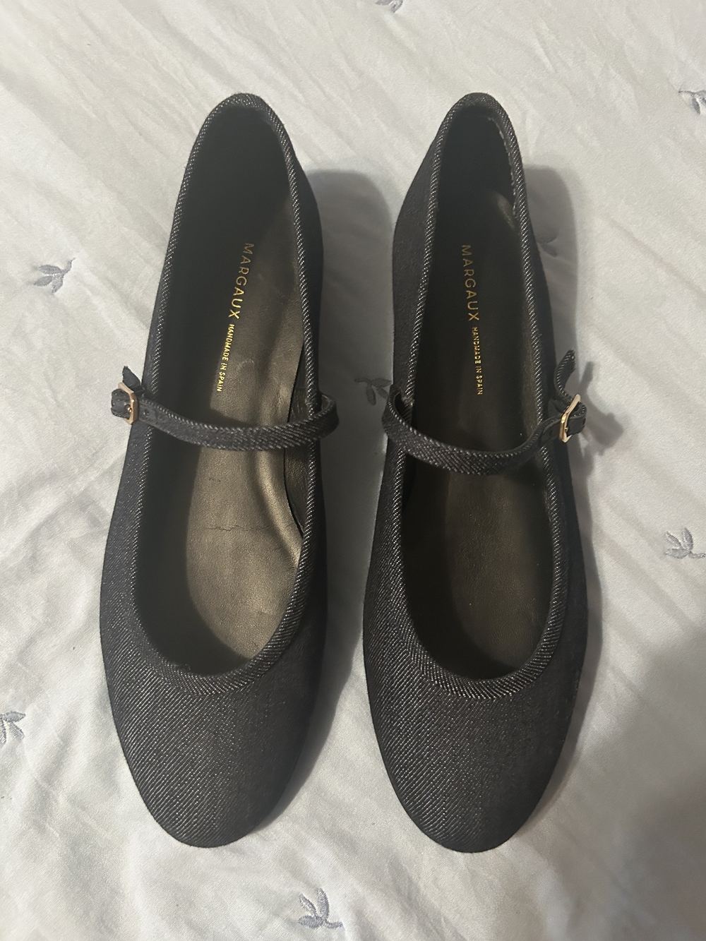 Margaux Black Mary Jane Ballet Flats with Gold Buckle
